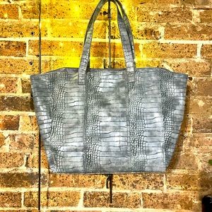 Grey Vegan Snakeskin Tote Bag